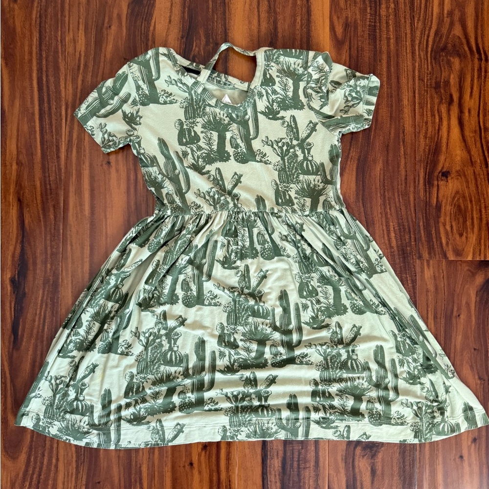 Kate Quinn Cactus Print Dress - Olive and Cream